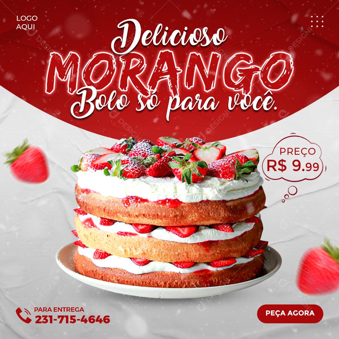 Social Media Delicioso Bolo De Morango  Só Para Você Confeitaria PSD Editável