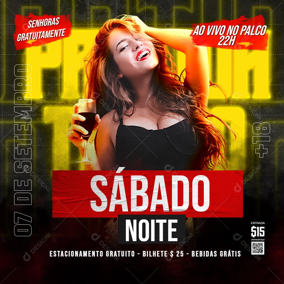 Flyer Sábado Noite e Show Social Media PSD Editável