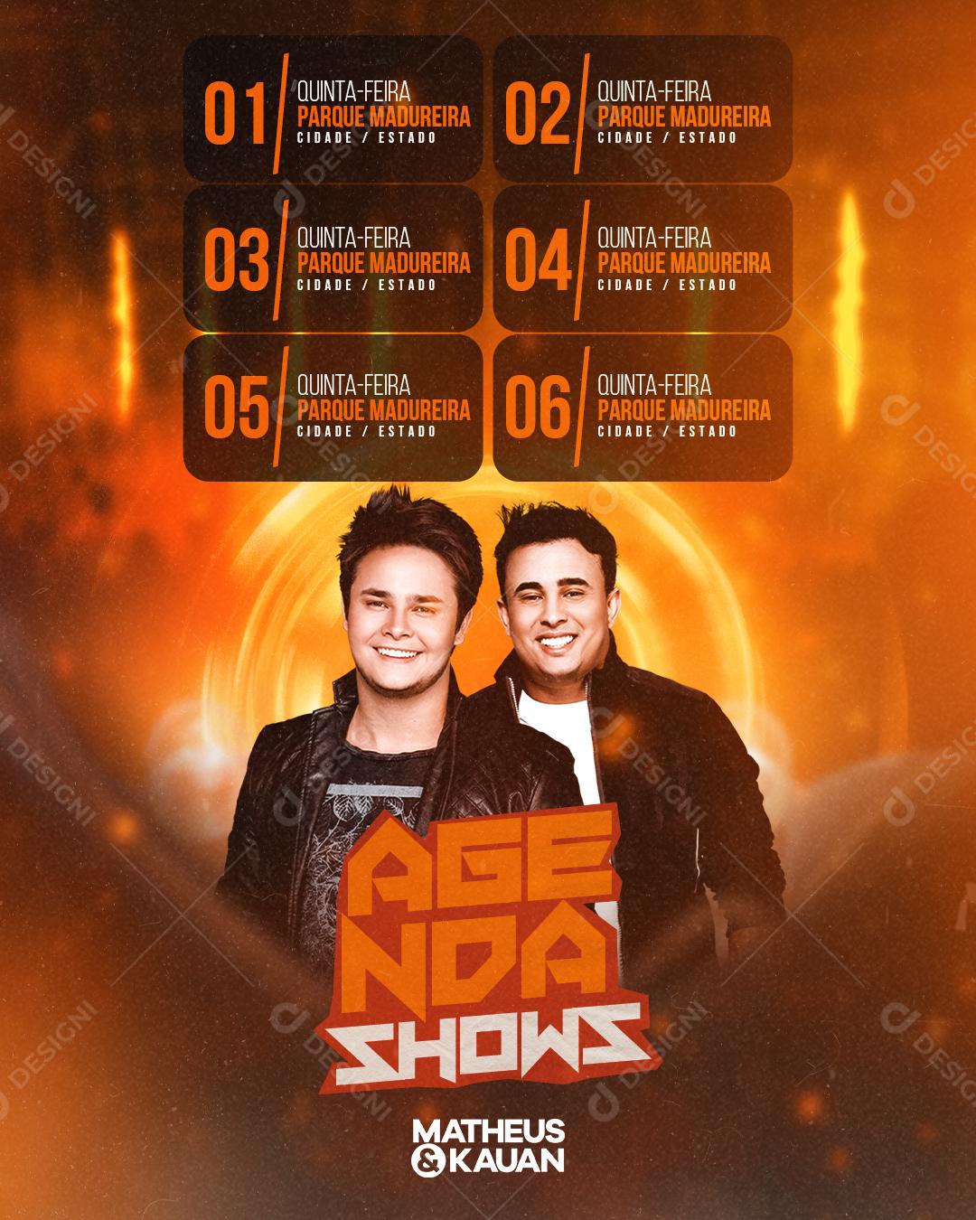 Agenda Semanal Matheus E Kauan Social Media PSD Editável