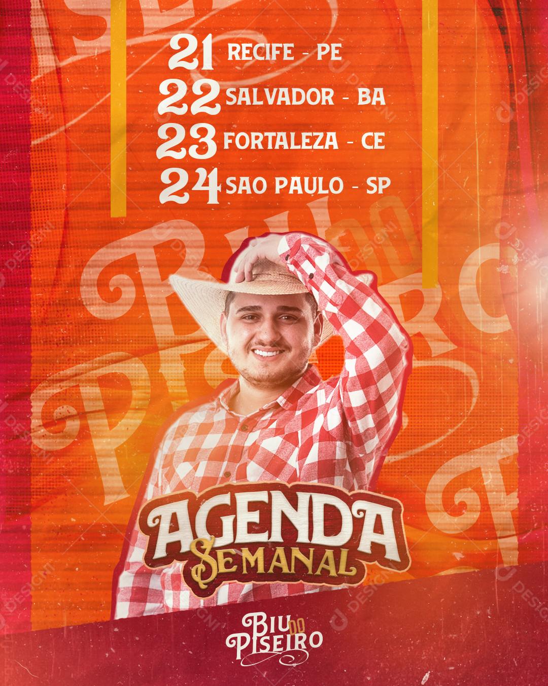 Flyer Agenda Semanal Biu Do Piseiro Show Social Media PSD Editável