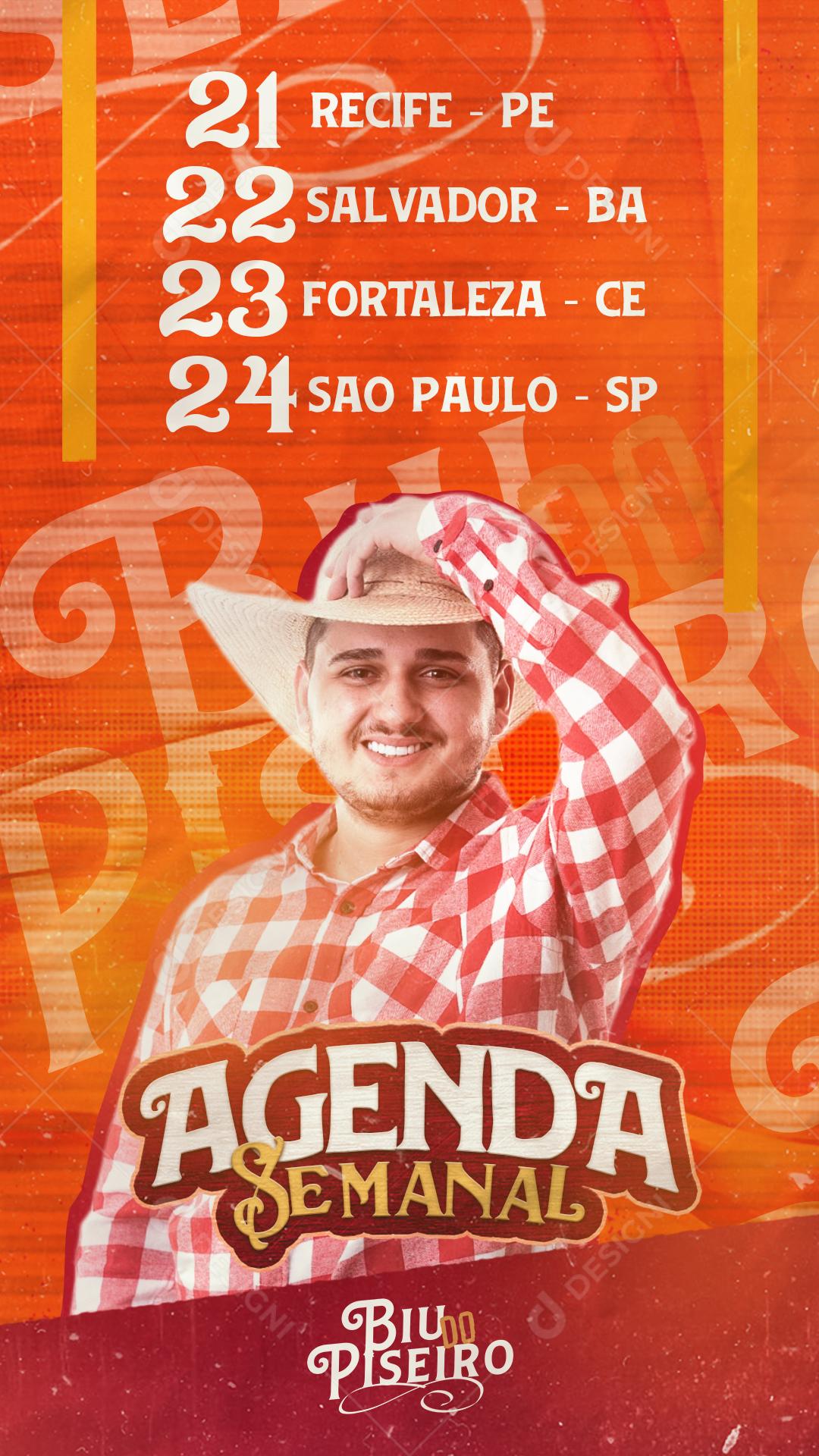 Flyer Agenda Semanal Biu Do Piseiro Show Social Media PSD Editável