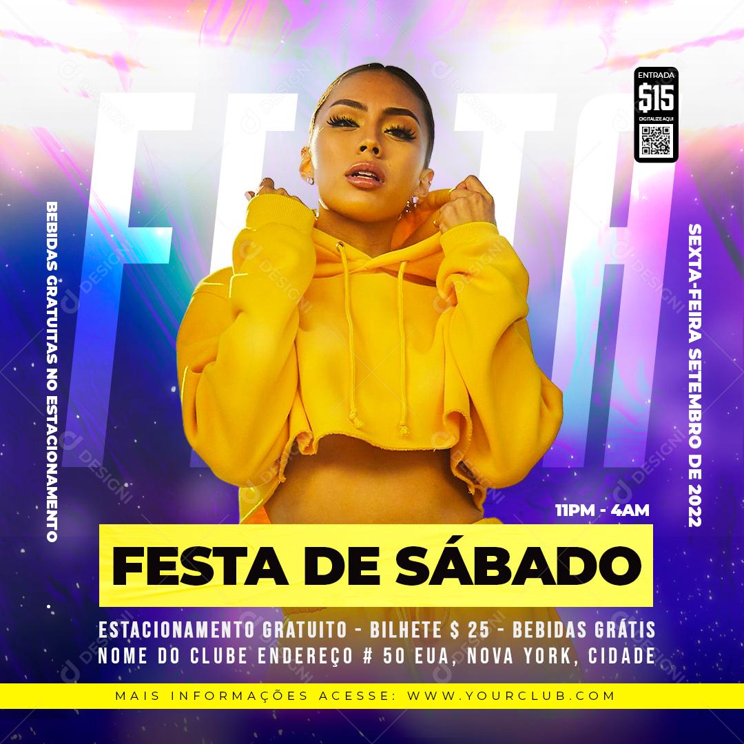 Social Media Festa De Sábado Agenda Flyers PSD Editável