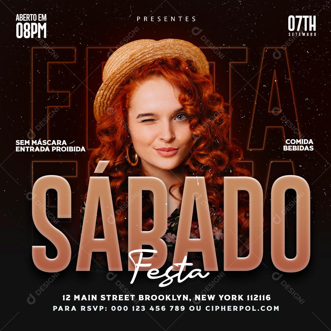 Sábado Noite Agendas Flyers Social Media PSD Editável