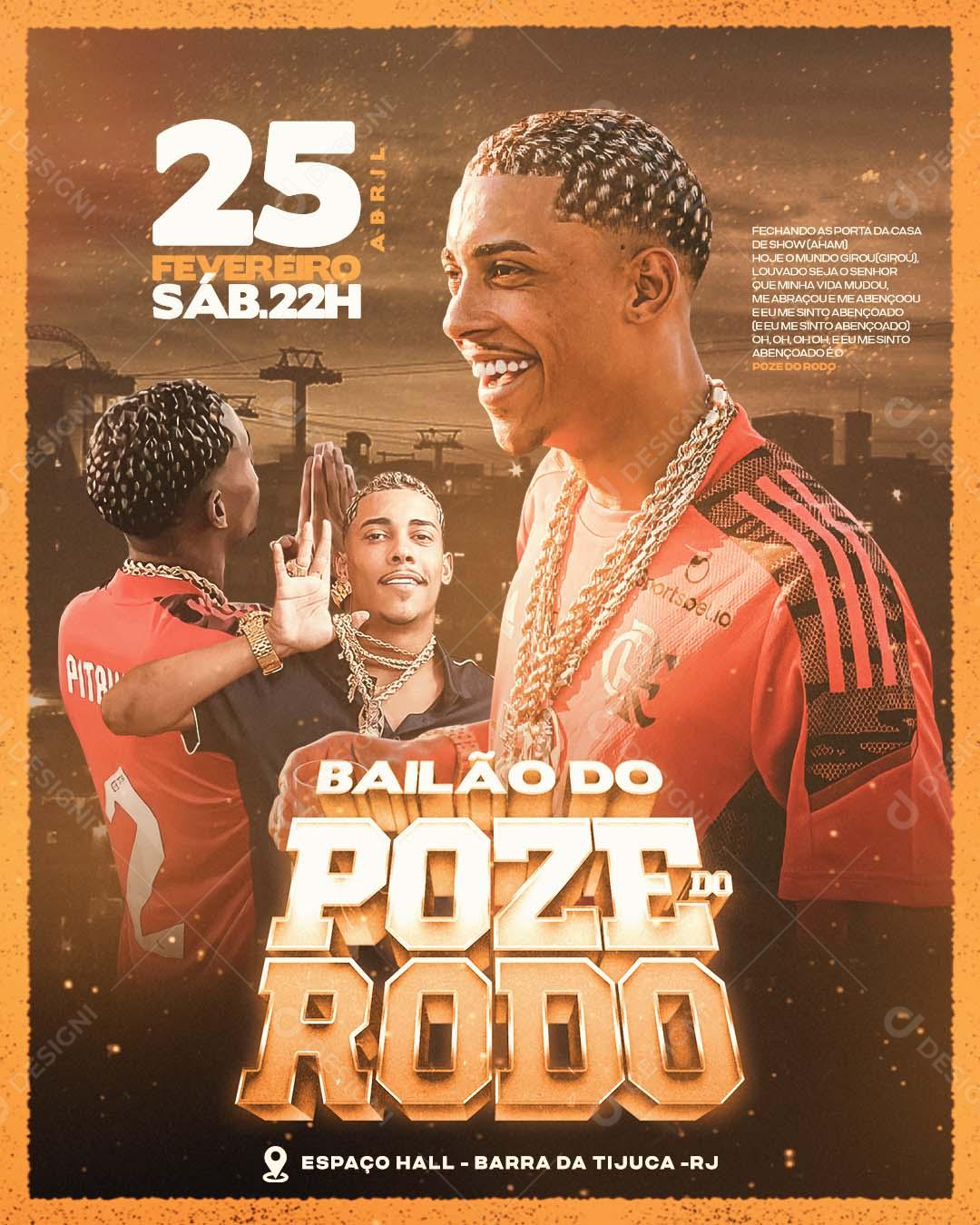 Show 25 De Fevereiro Bailão Mc Poze Do Rodo Social Media PSD Editável