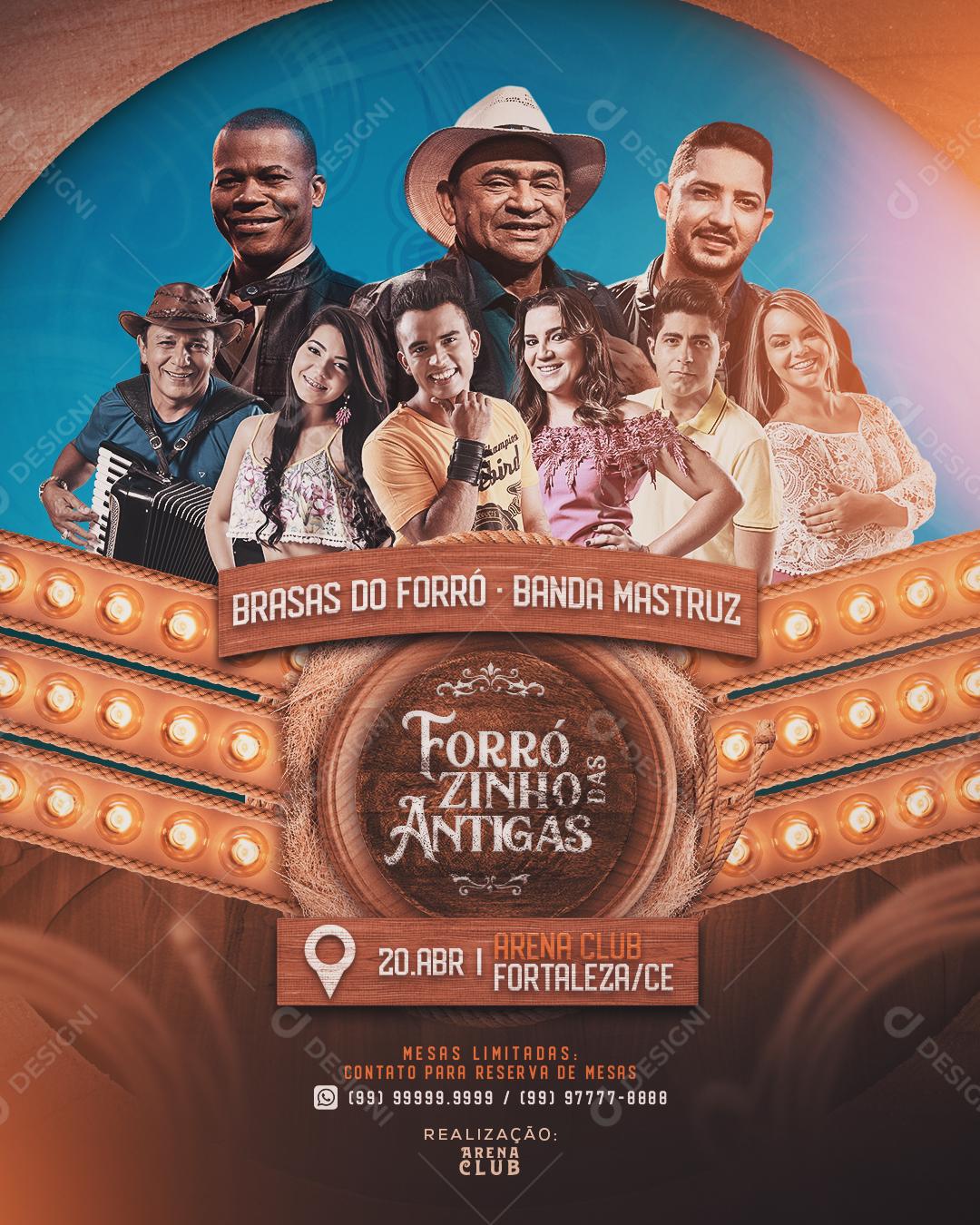 Flyer Forrózinho Old Fortaleza Social Media Editable PSD