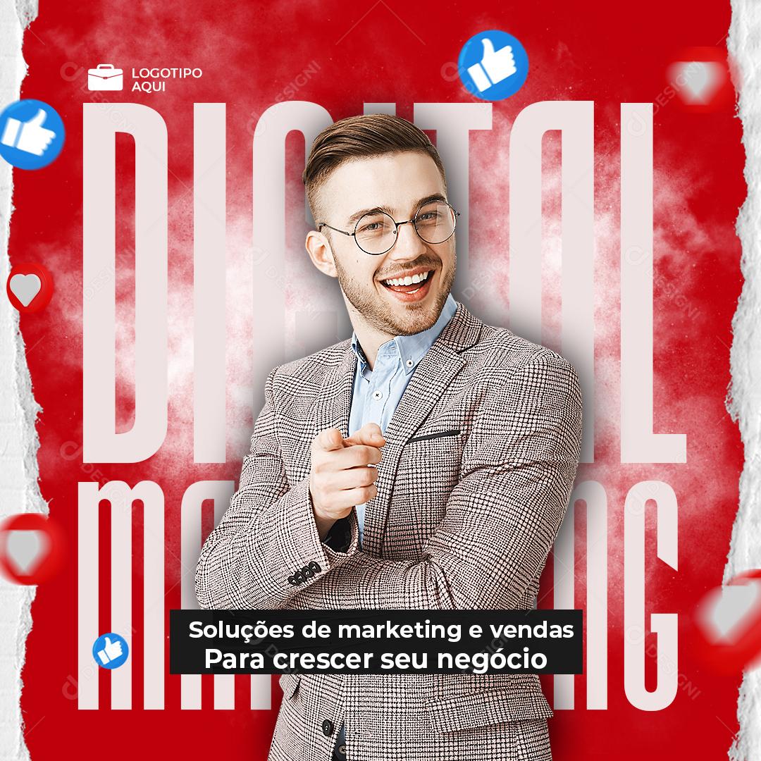 Social Media Soluções De Vendas Marketing Digital PSD Editável