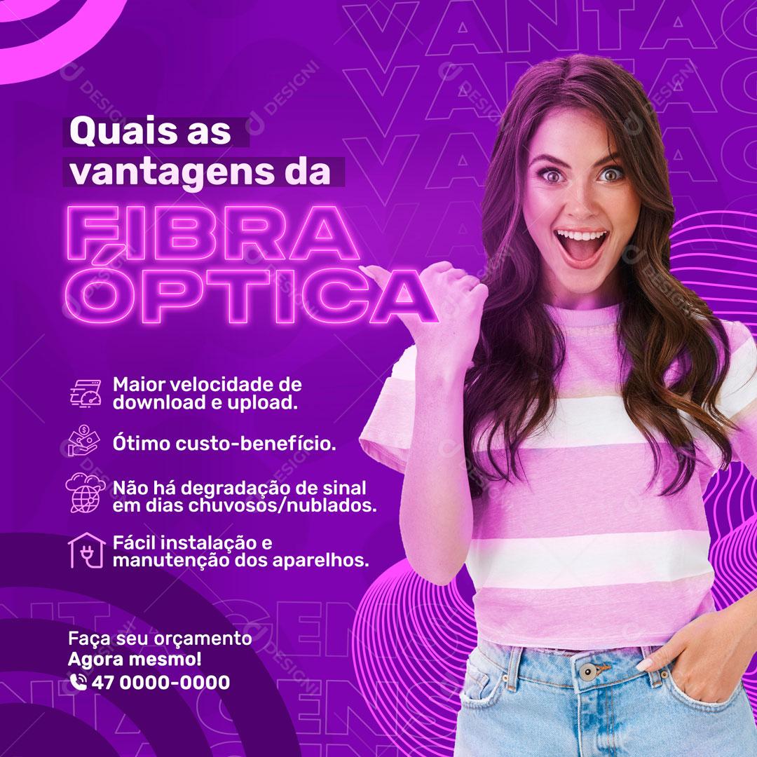 Quais Vantagens Da Fibra Óptica Social Media PSD Editável