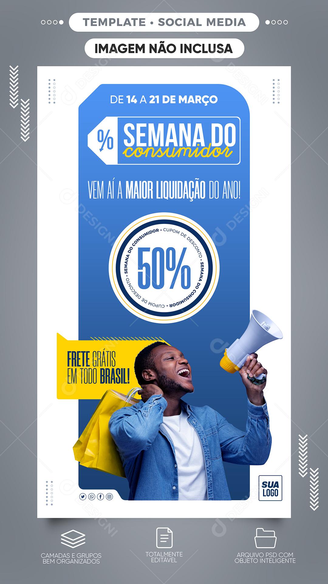 Social Media Semana do consumidor a maior venda do ano Lojas PSD Editável