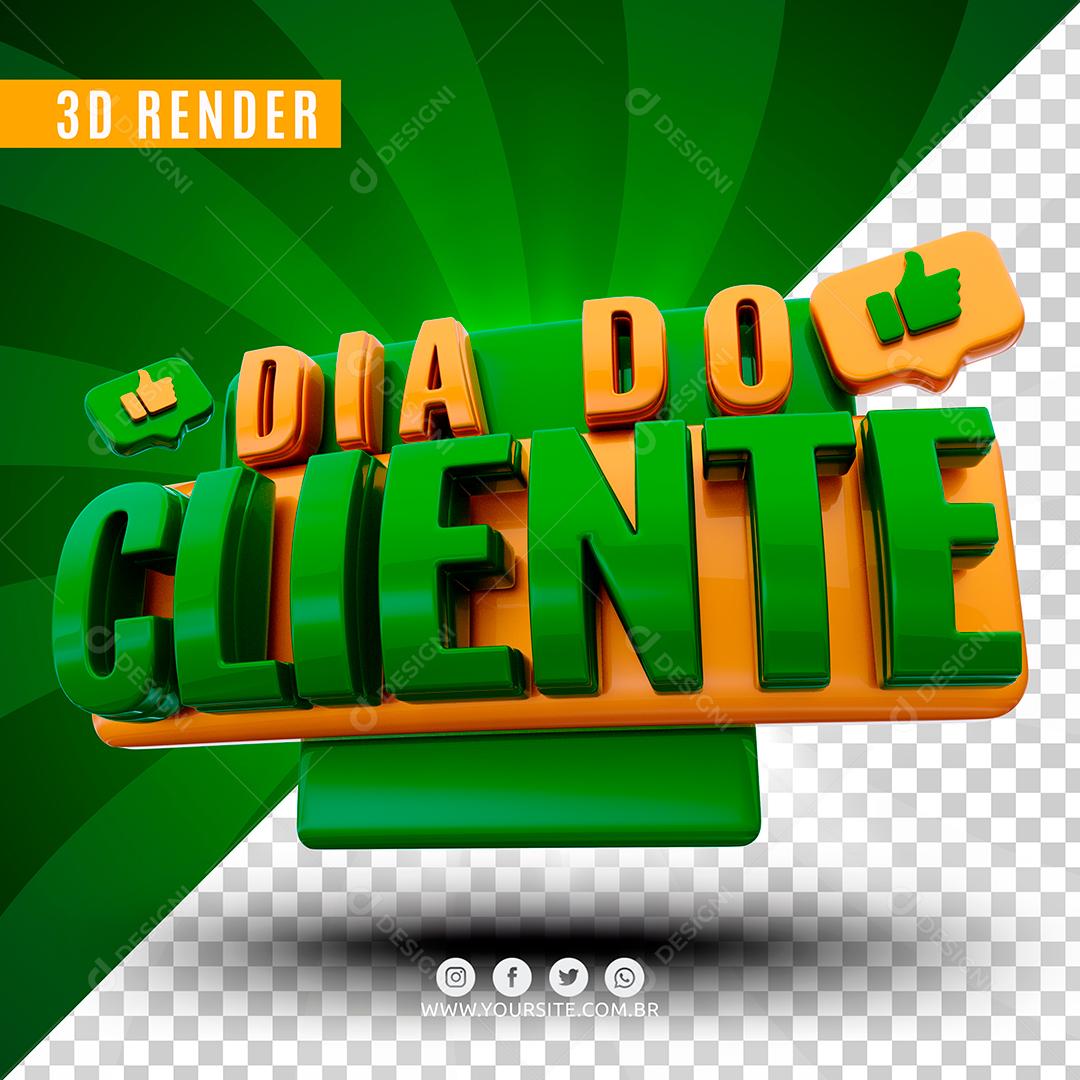 Selo 3D Dia Do Cliente Amarelo e Verde Para Composição PSD