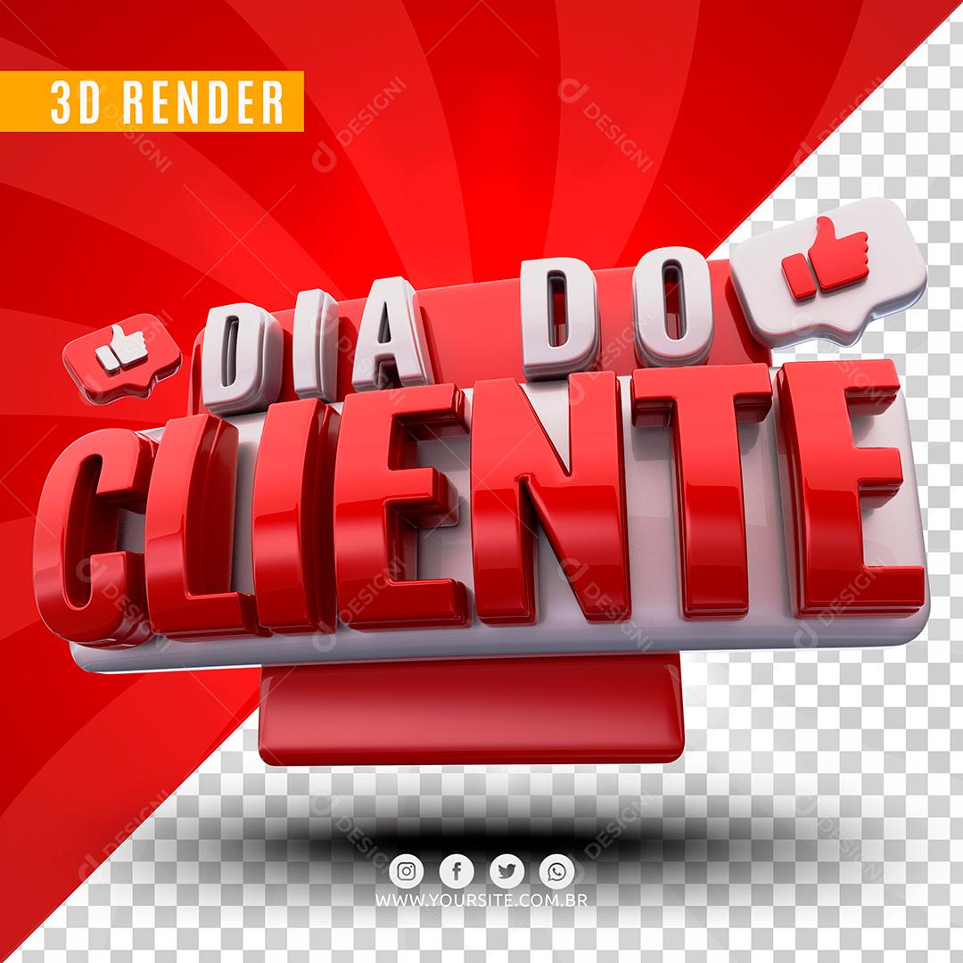 Selo 3D Dia Do Cliente Branco e Vermelho Para Composição PSD