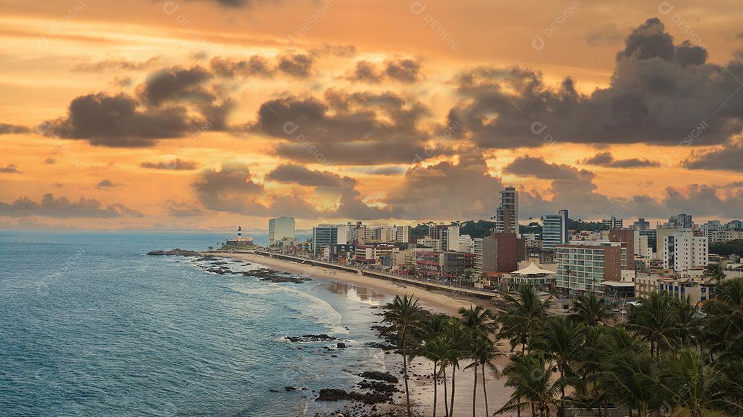 Foto aérea da praia da Barra em Salvador Bahia Brasil