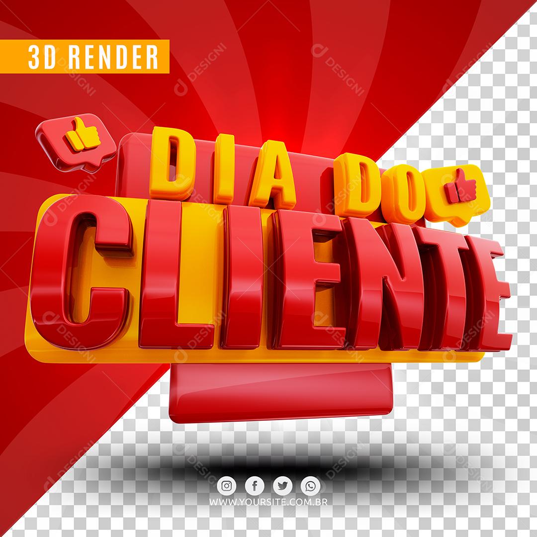 Dia Do Cliente Vermelho e Amarelo Selo 3D Para Composição PSD