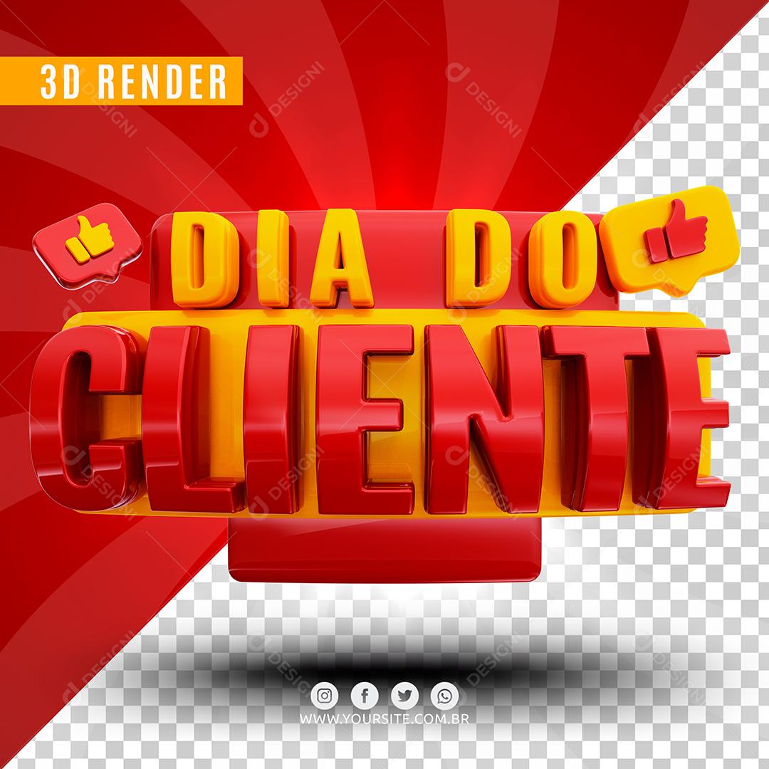 Selo 3D Dia Do Cliente Vermelho e Amarelo Para Composição PSD