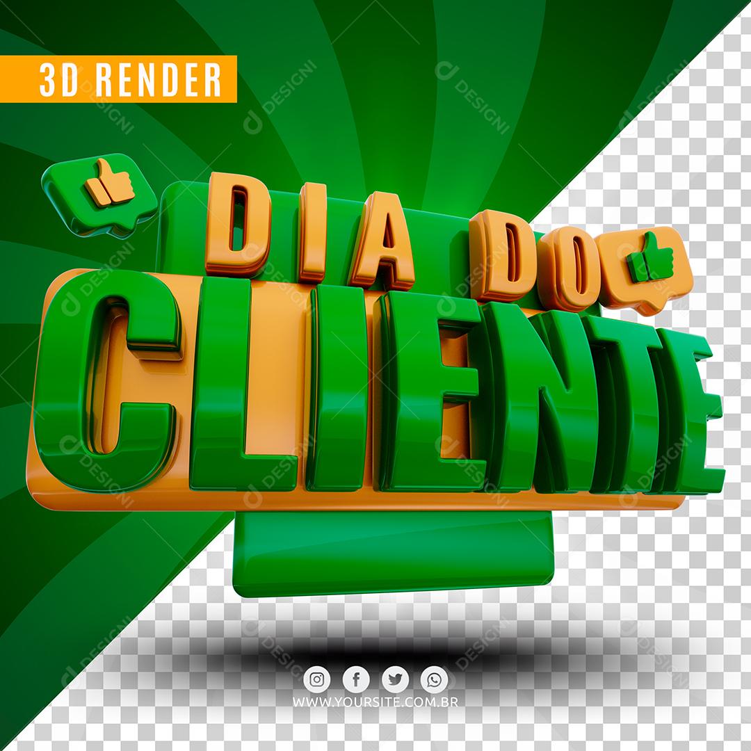 Dia Do Cliente Amarelo e Verde Selo 3D Para Composição PSD