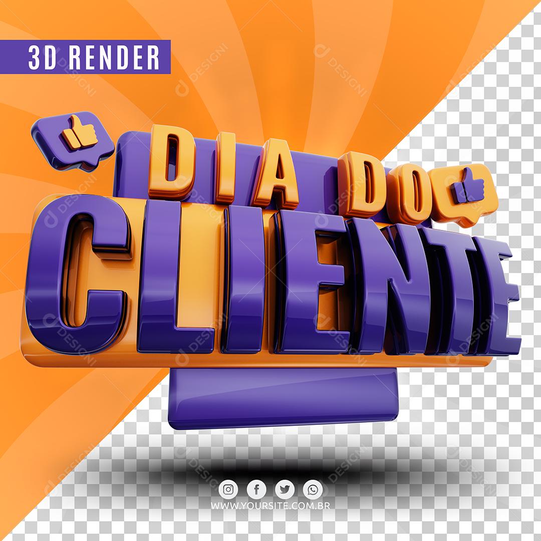 Dia Do Cliente Amarelo e Roxo Selo 3D Para Composição PSD