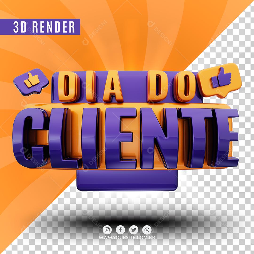 Selo 3D Dia Do Cliente Amarelo e Roxo Para Composição PSD