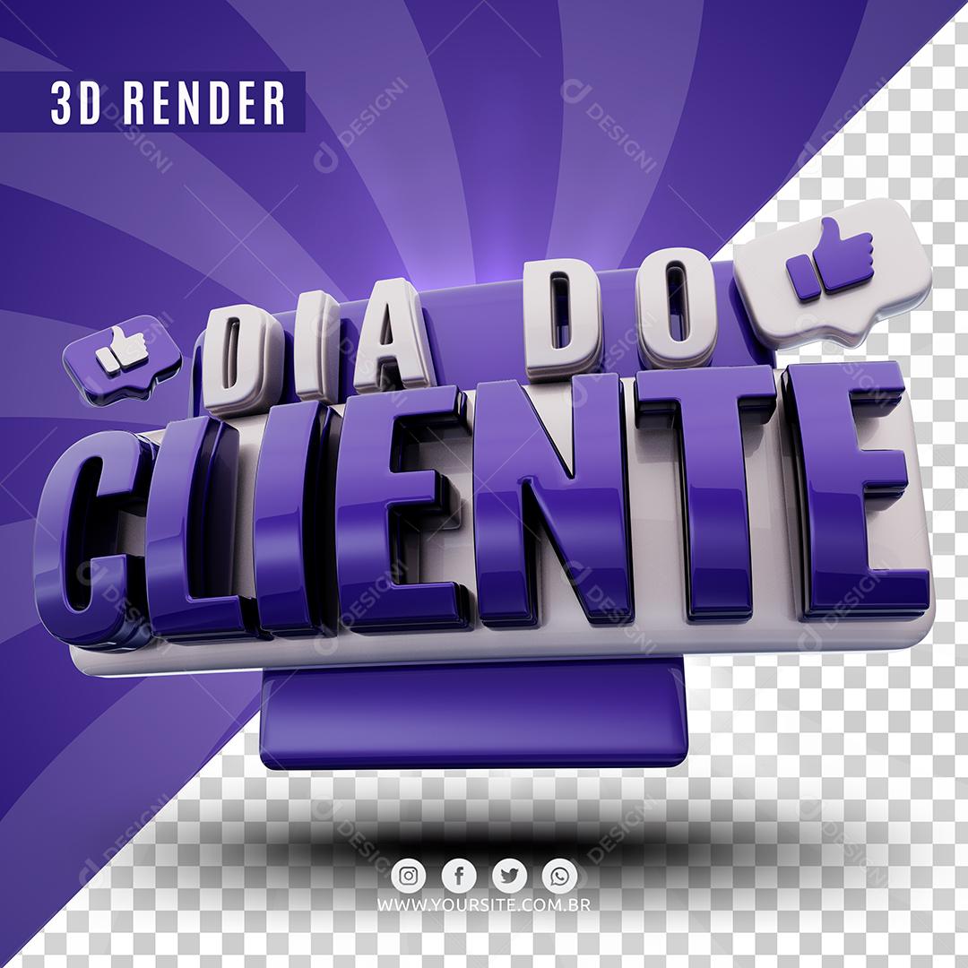 Dia Do Cliente Branco e Roxo Selo 3D Para Composição PSD