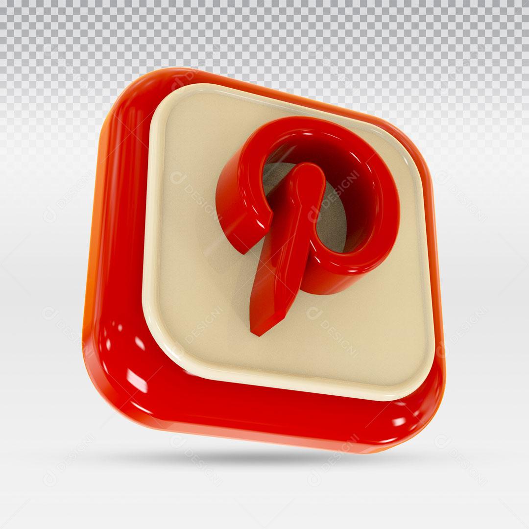 Ícone 3D Para Composição Rede Social Pinterest PNG Transparente