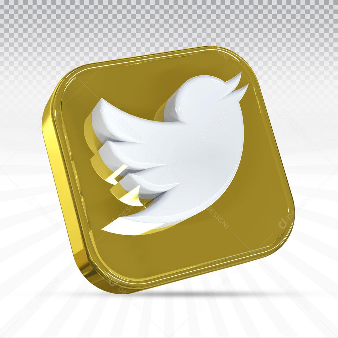 Ícone 3D Para Composição Rede Social Twitter PNG Transparente