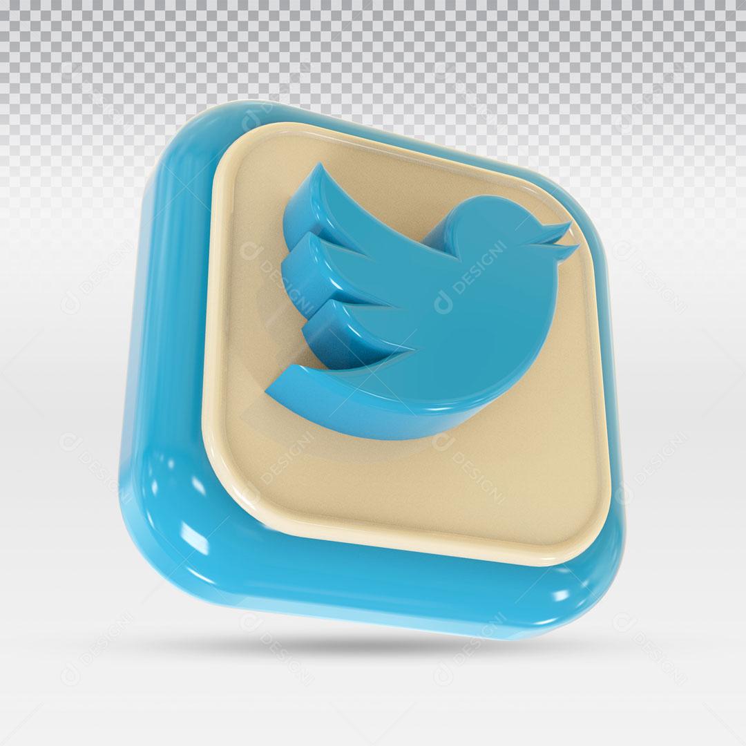 Ícone 3D Para Composição Rede Social Twitter PNG Transparente