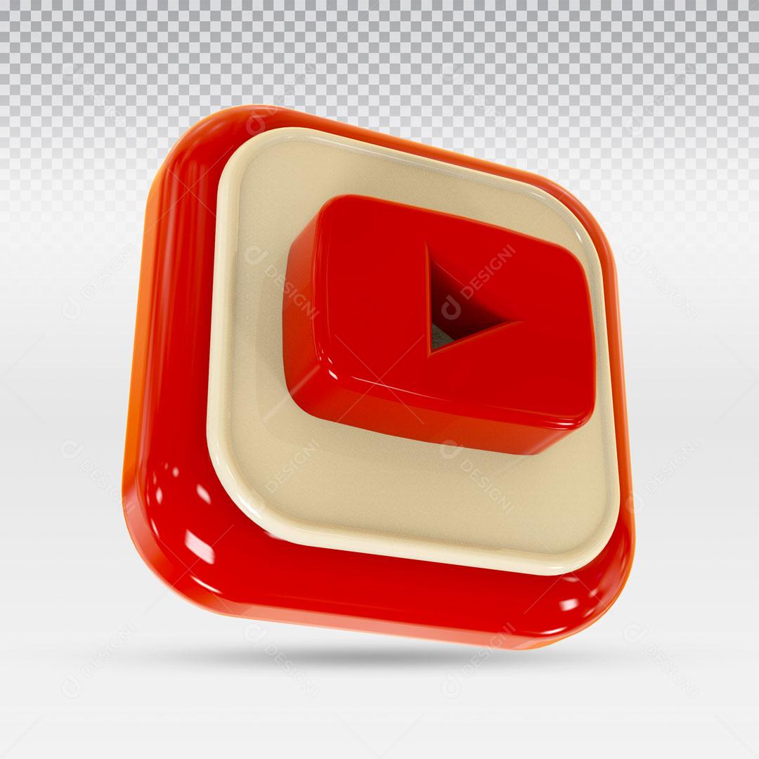 Ícone 3D Para Composição Rede Social YouTube PNG Transparente