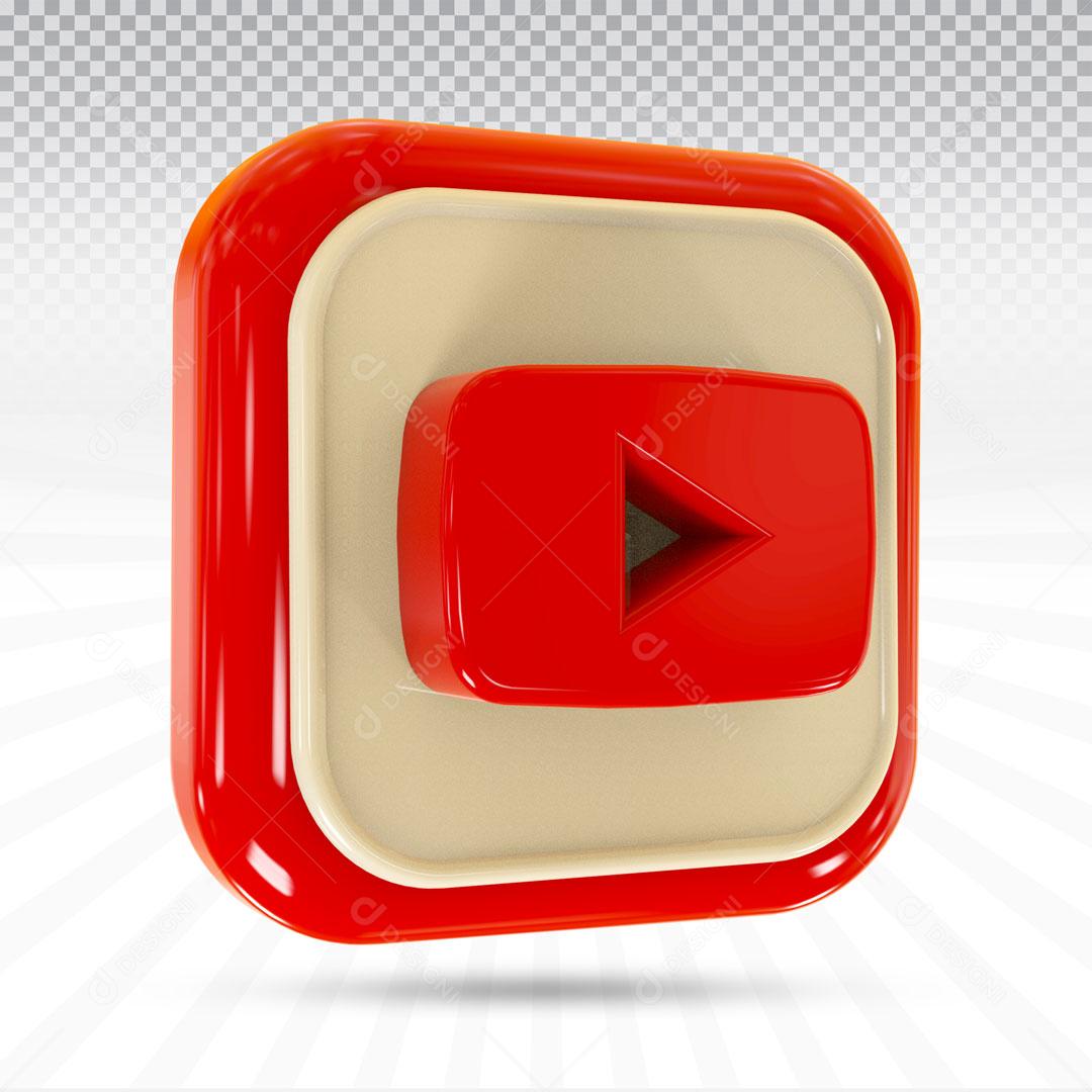 Ícone 3D Para Composição Rede Social YouTube PNG Transparente