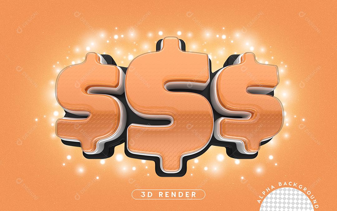 Elemento 3D Cifrão Para Composição PSD