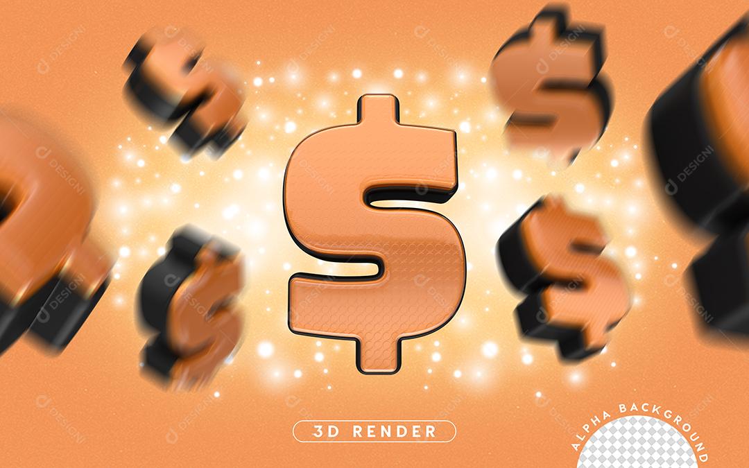 Cifrão Elemento 3D Para Composição PSD