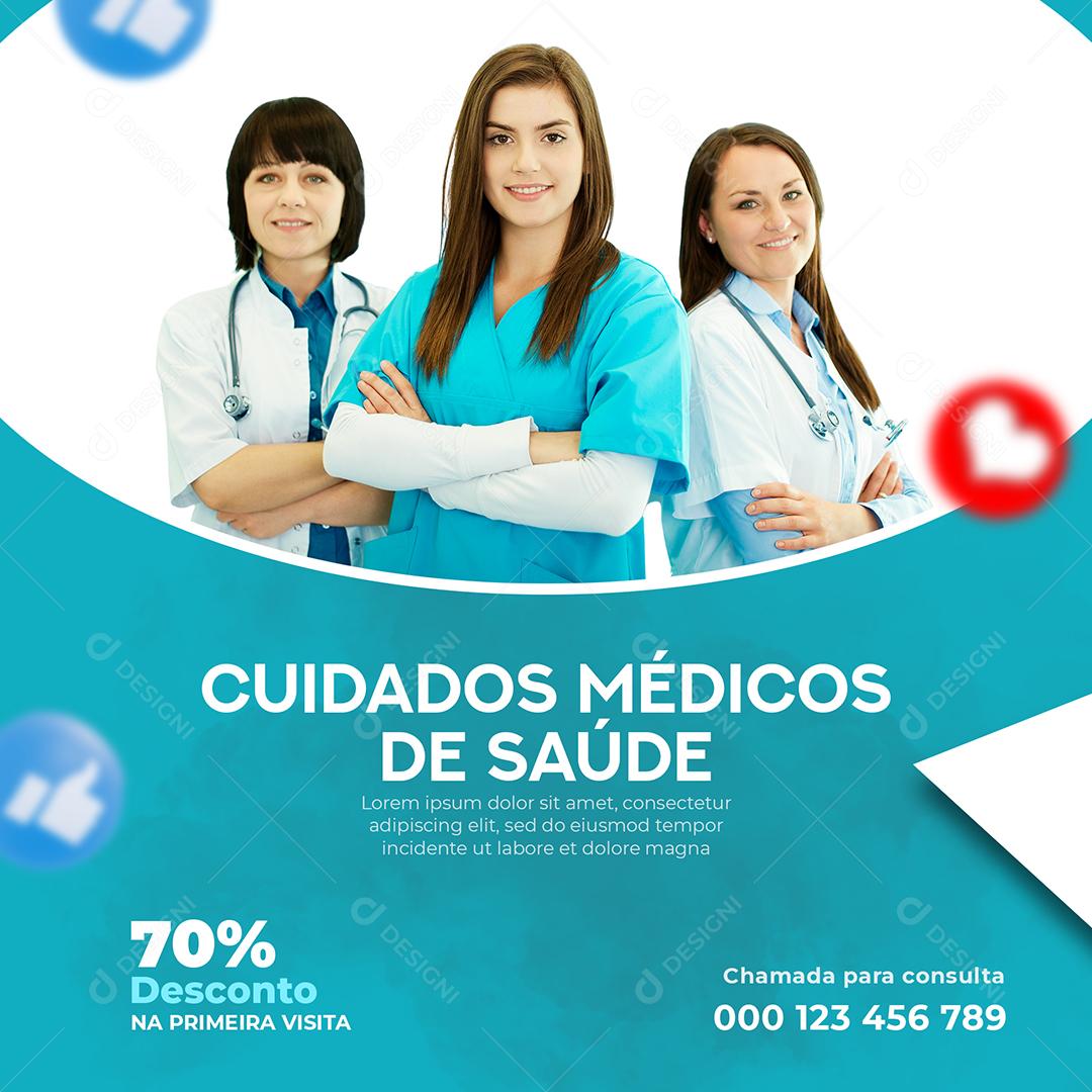 Social Media Cuidados Médicos De Saúde 70% De Desconto Clínicas PSD Editável