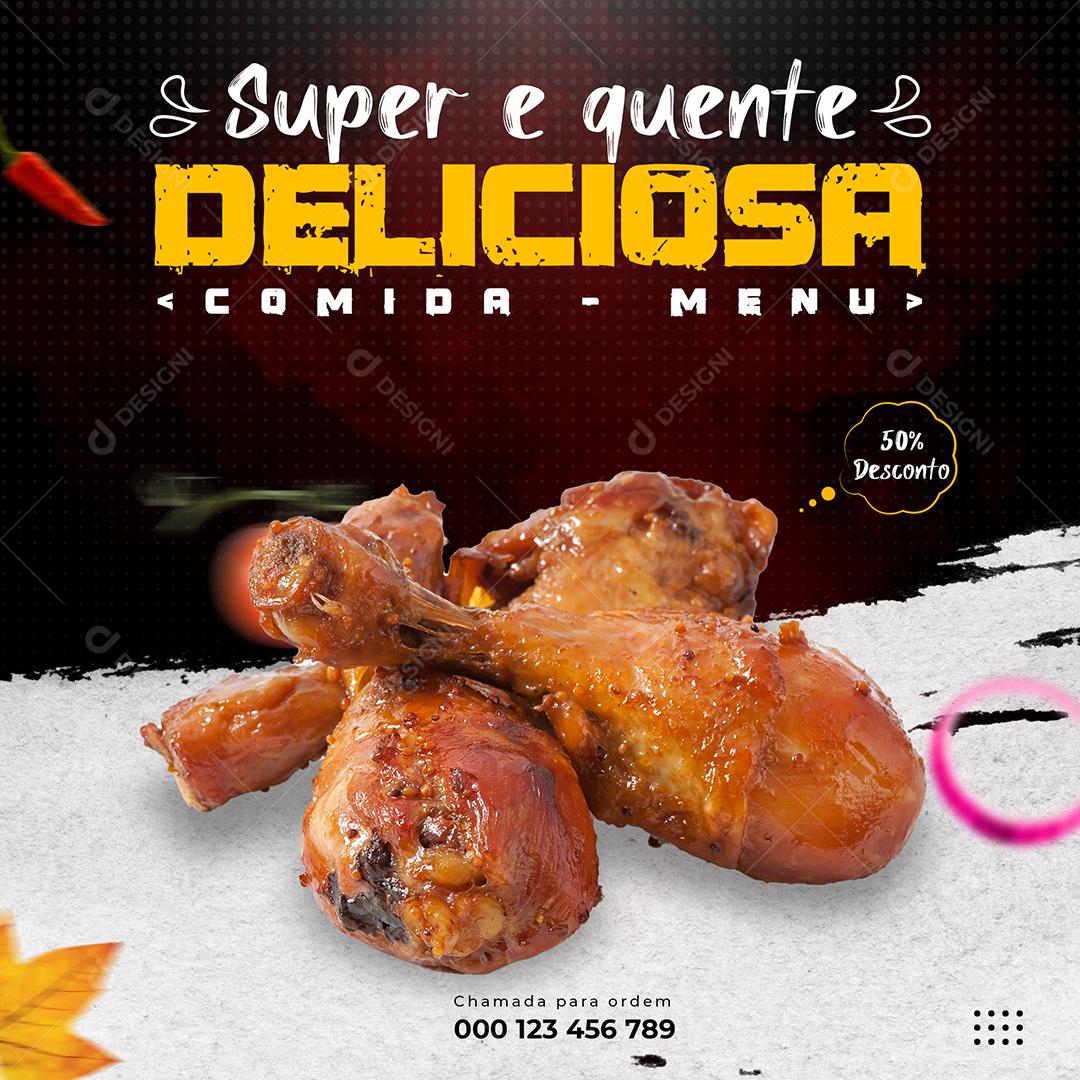 Social Media Super e Quente Deliciosa Comida PSD Editável