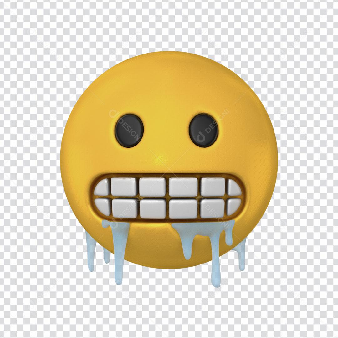 Elemento 3D Para Composição Emoji Expressão De Frio Congelante Vermelho PSD Editável