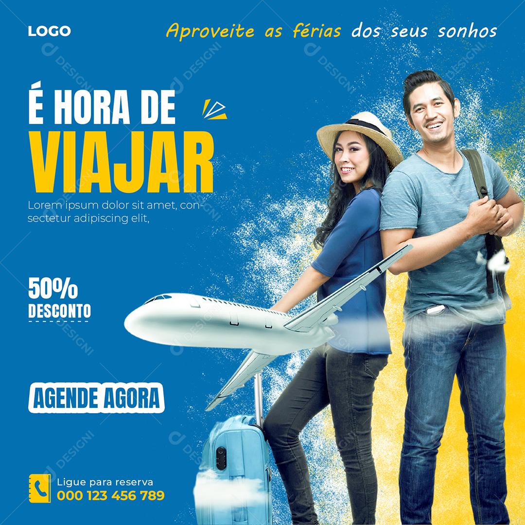 Social Media Aproveite ás férias é hora de viajar Viagens PSD Editável