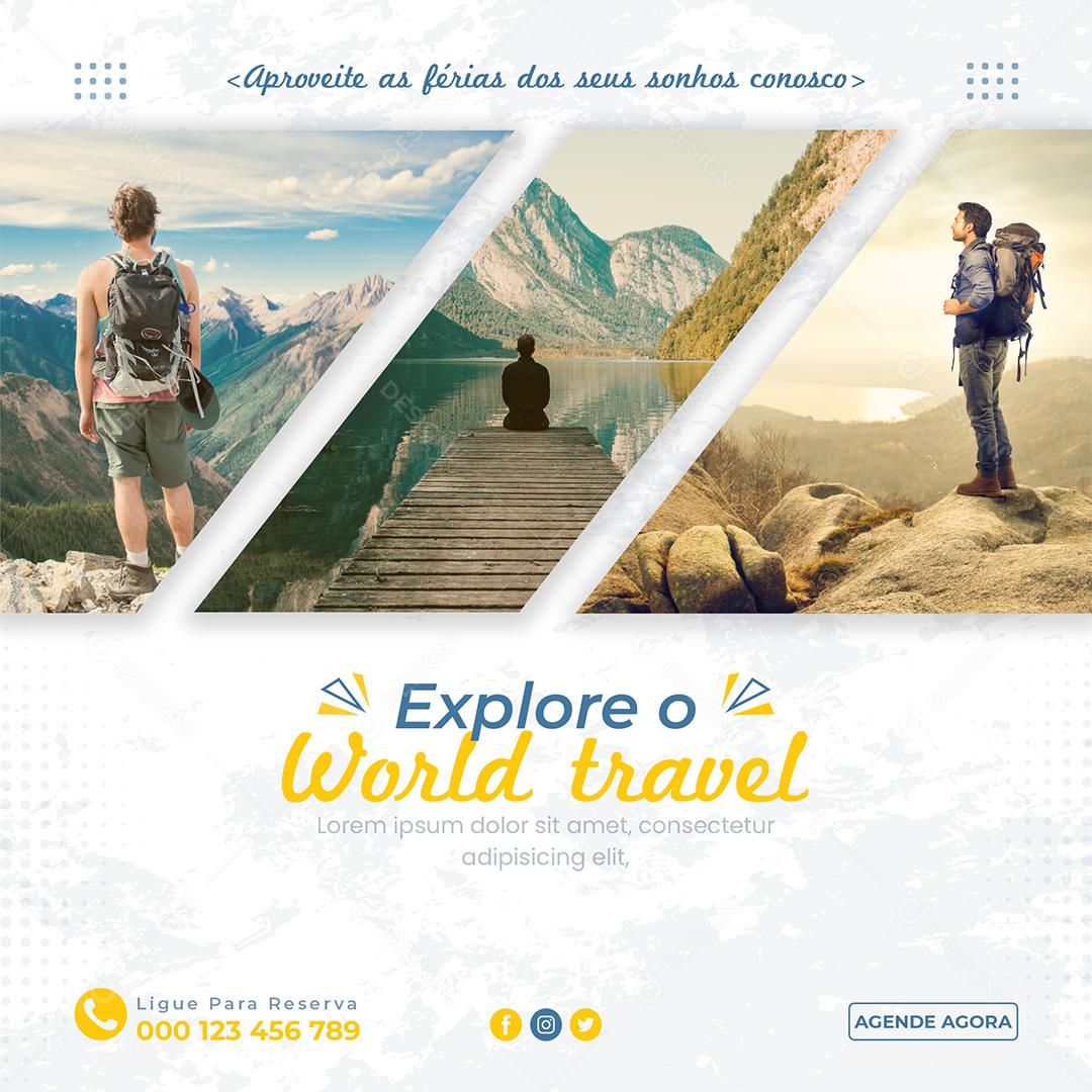 Social Media Explore O Mundo Viagens PSD Editável