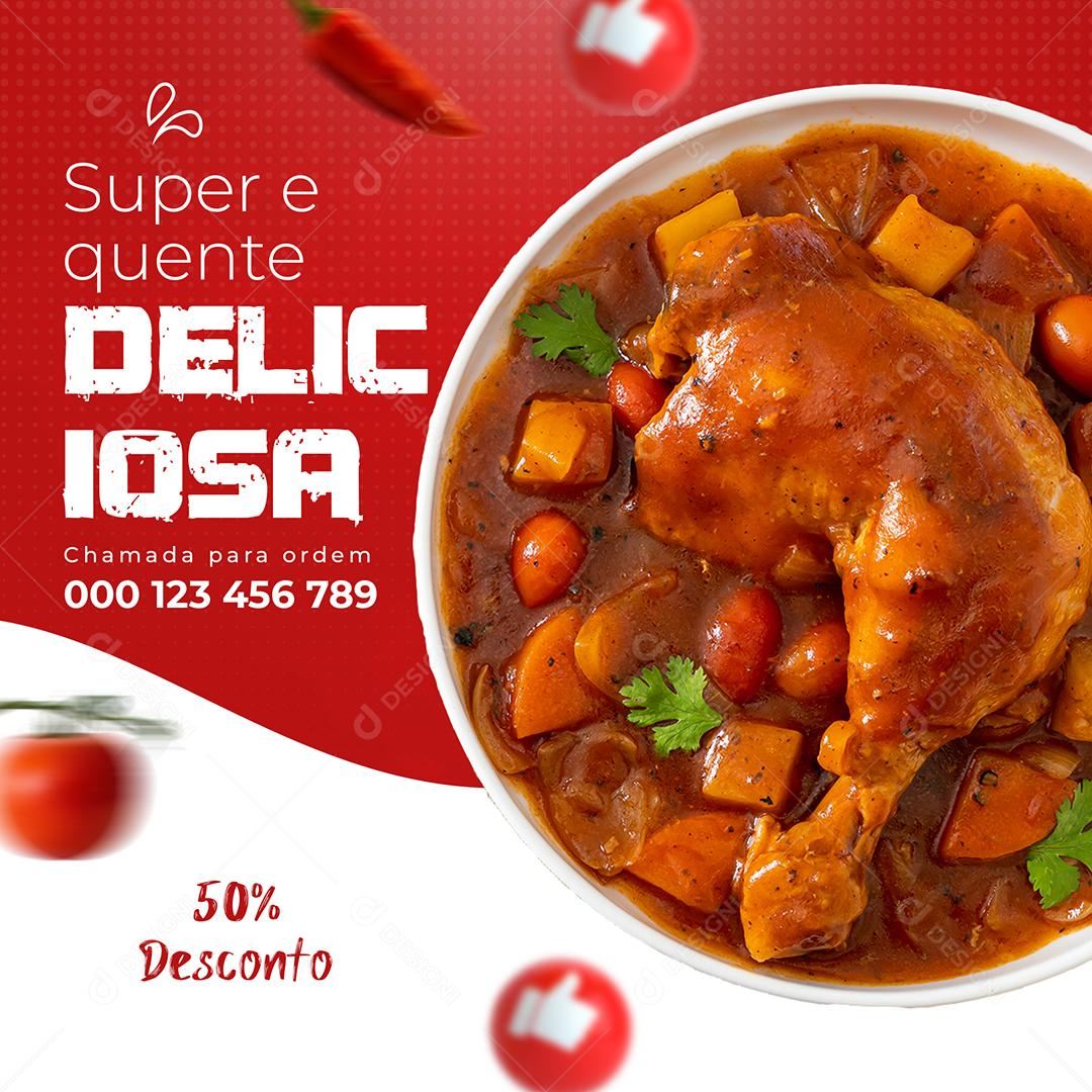 Super e Quente Deliciosa Comida Social Media PSD Editável