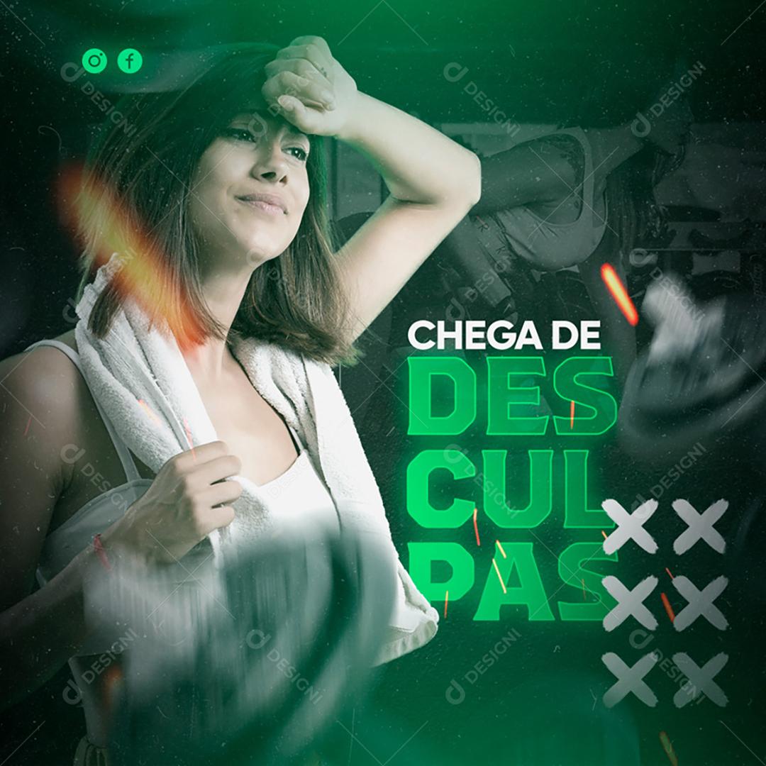 Social Media Chega de desculpas Academia PSD Editável