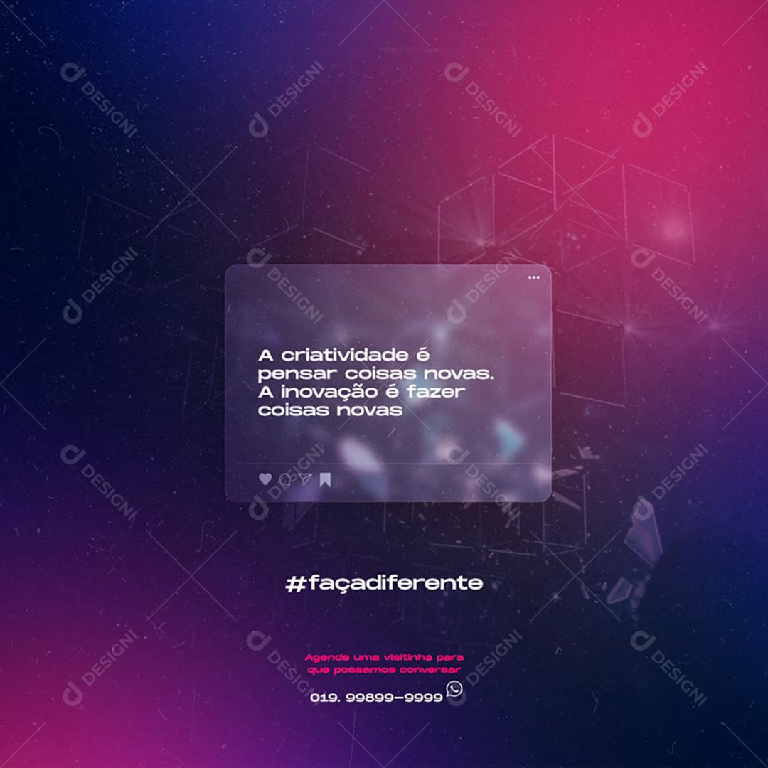 Social Media A Criatividade é pensar coisas novas a inovação Agências PSD Editável