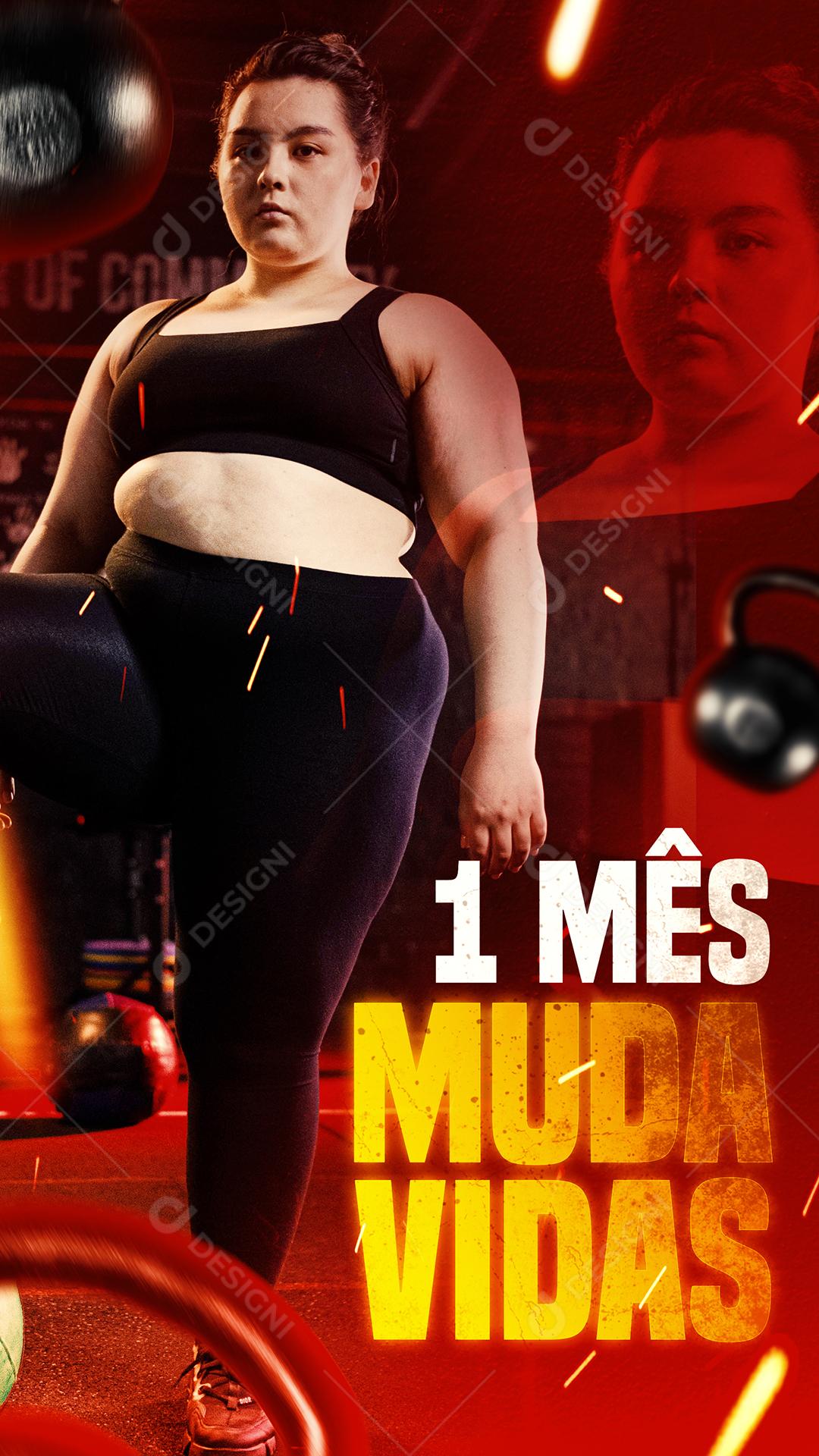 Social Media Um Mês Muda Vidas Academia Crossfit PSD Editável