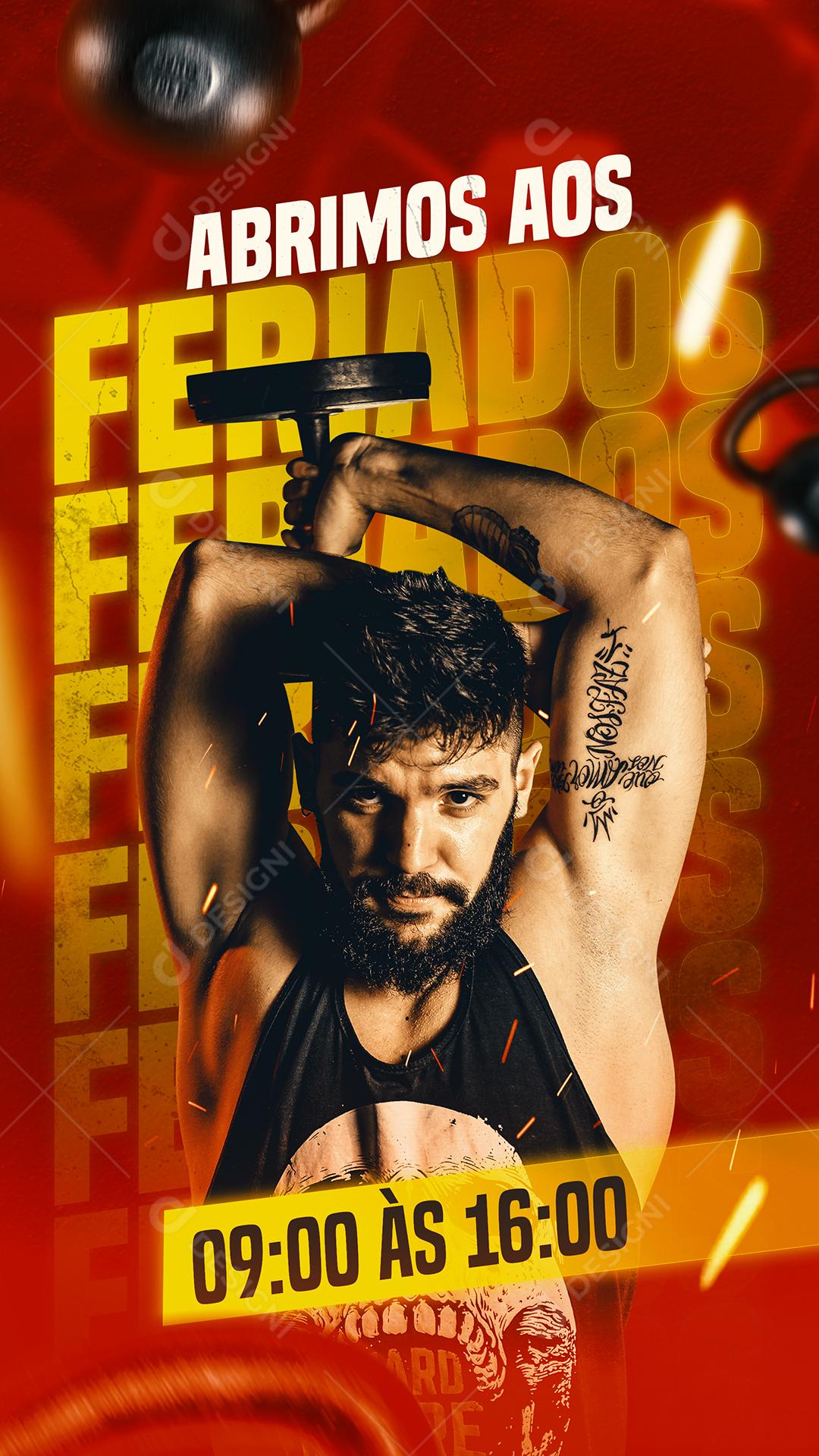 Social Media Abrimos aos feriados Academia Crossfit PSD Editável