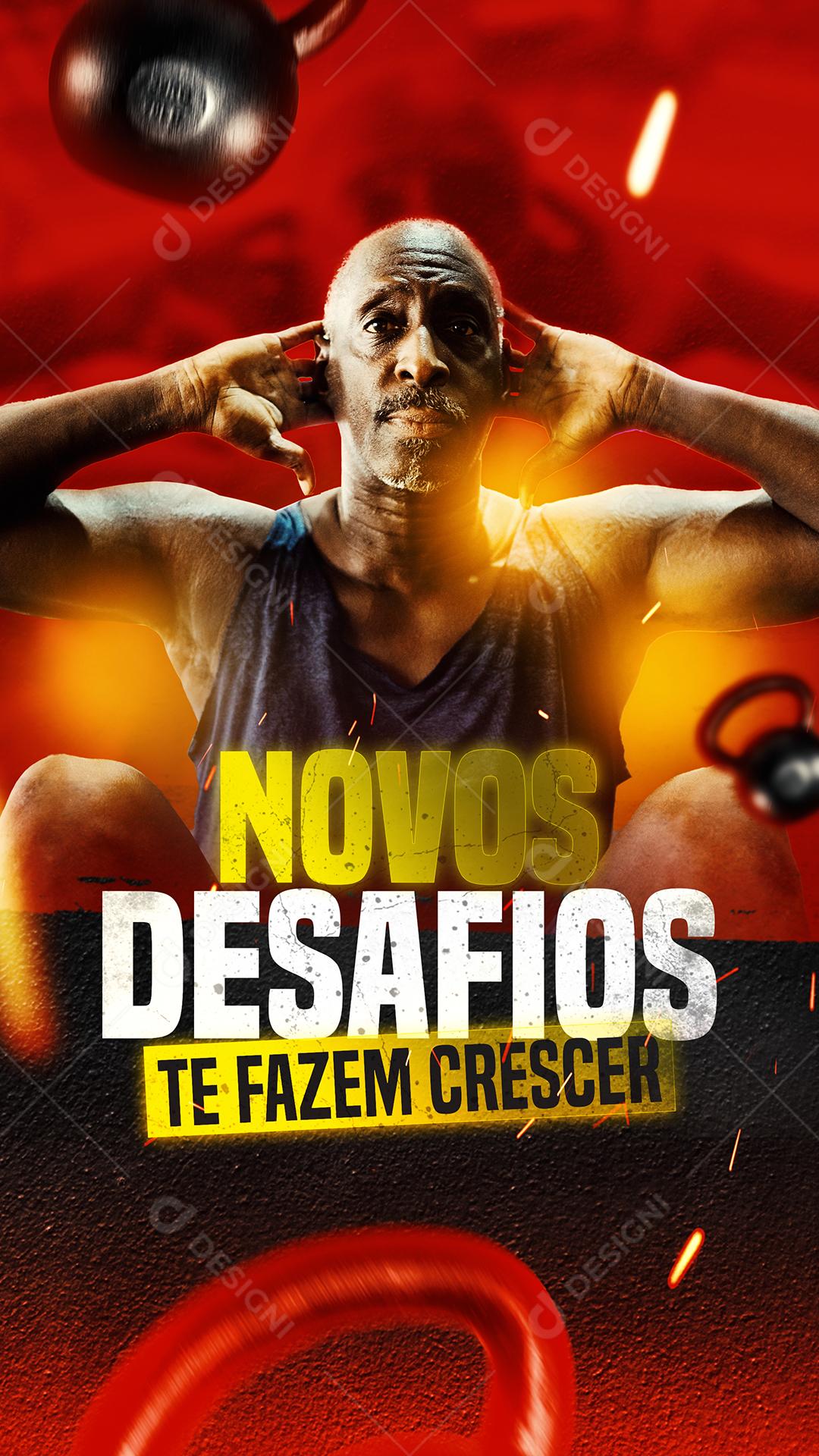 Social Media Novos desafios te fazem crescer Crossfit Academia PSD Editável