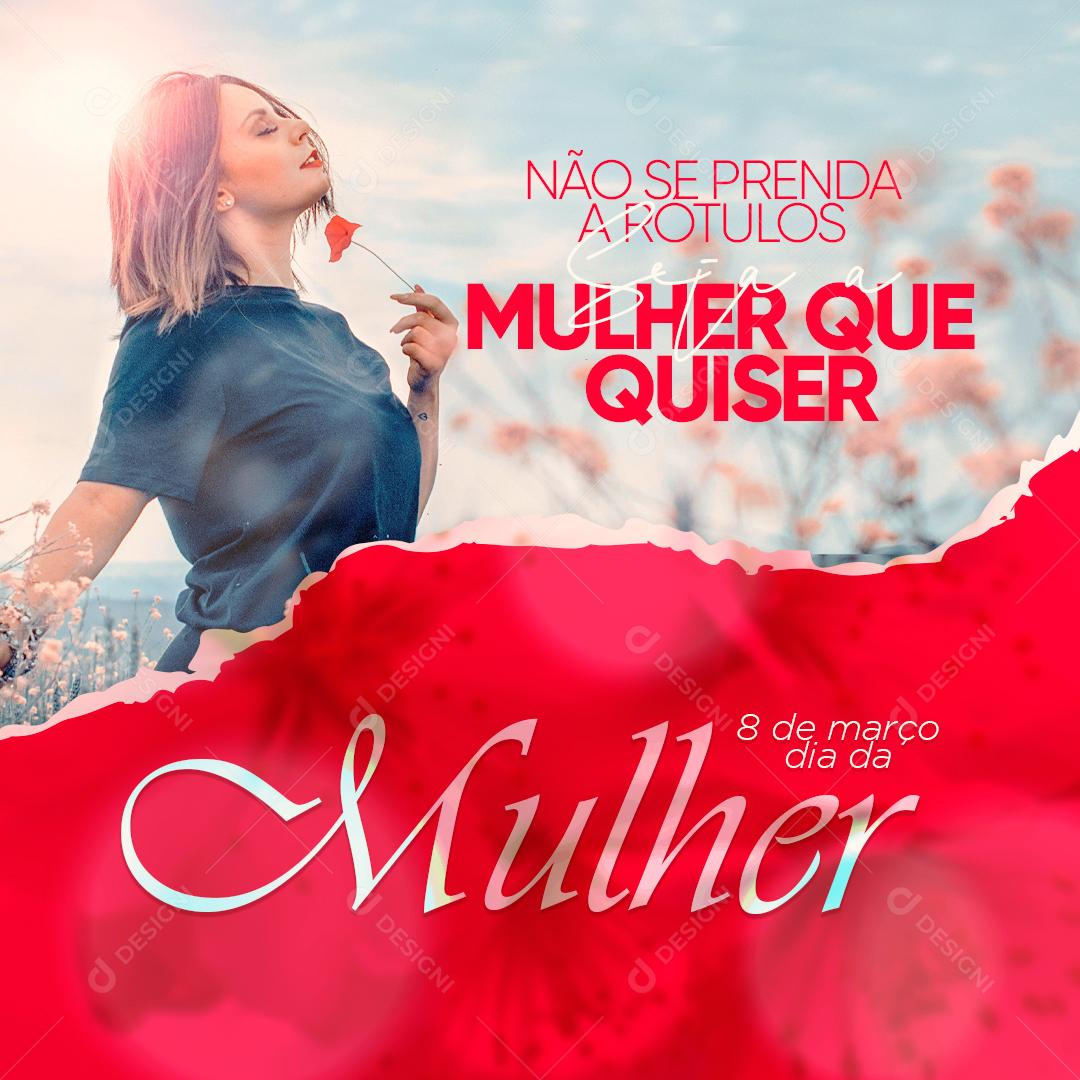 Social Media Dia da Mulher - 8 de Março Parabéns a Todas as Mulheres  PSD Editável