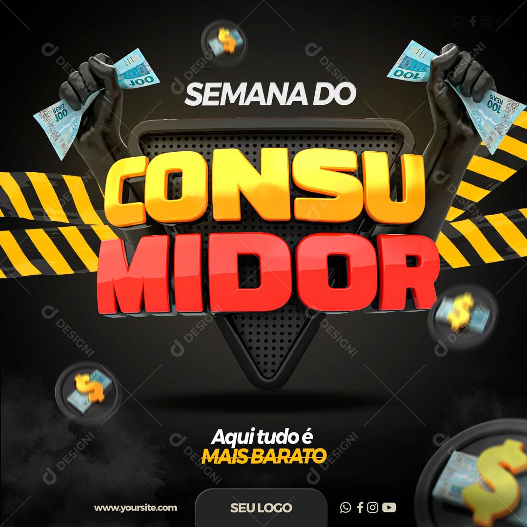 Selo 3D Para Composição Semana Do Consumidor PSD Editável