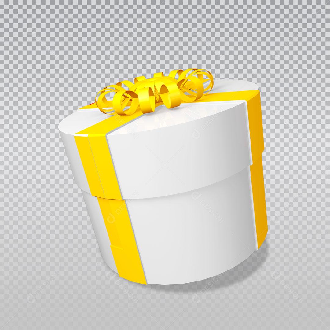 Elemento 3D Para Composição Presentes Amarela PSD Editável