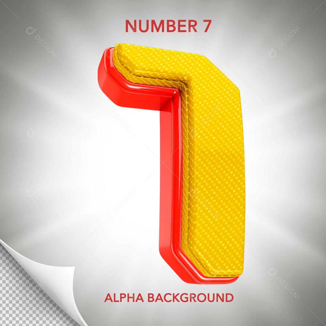 Número 3D Para Composição Número 7 Amarelo PSD Editável