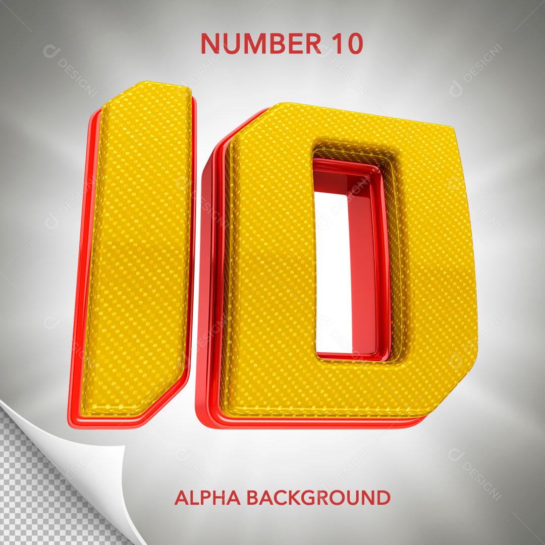 Número 3D Para Composição Número 10 Amarelo PSD Editável