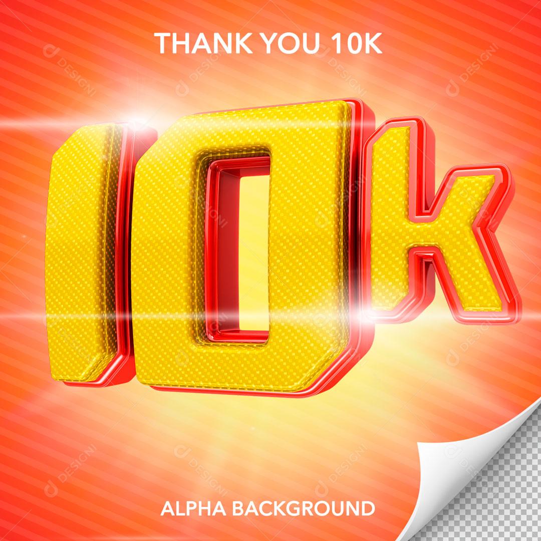 Número 3D Para Composição Número 10k Amarelo PSD Editável