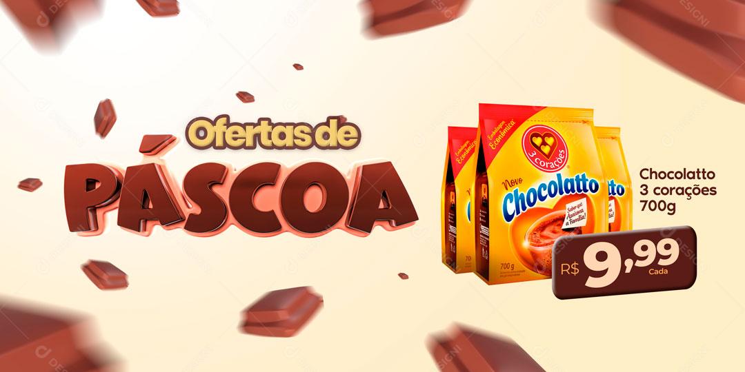 Ofertas De Páscoa Achocolatado Social Media PSD Editável