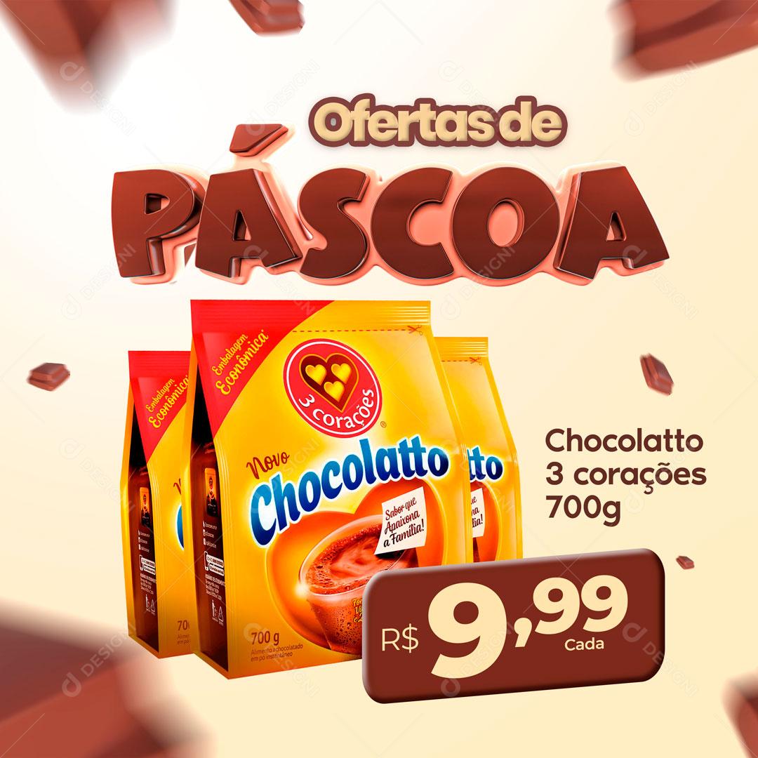 Ofertas De Páscoa Achocolatado Social Media PSD Editável