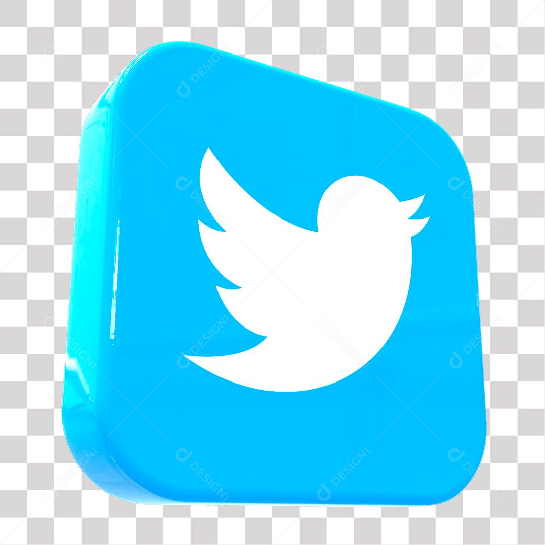 Ícone 3D Twitter Elemento Para Composição PNG Transparente Sem Fundo