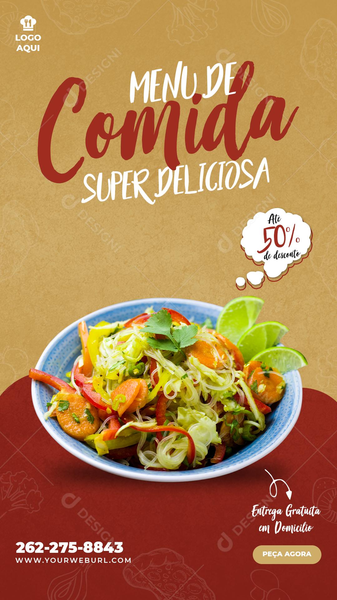 Menu Comida Super Deliciosa Restaurante Social Media PSD Editável