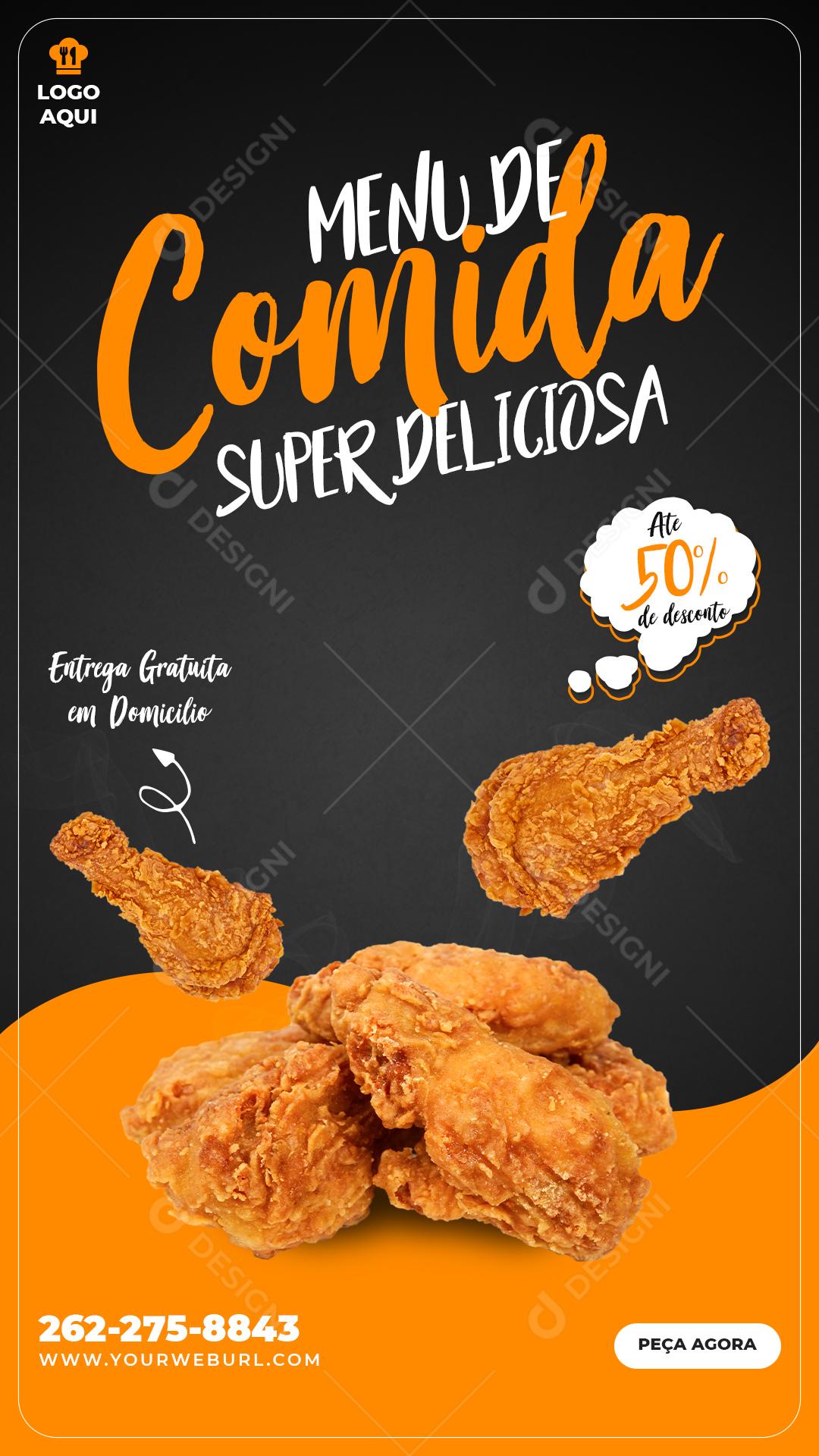 Menu Comida Super Deliciosa Restaurante Social Media PSD Editável